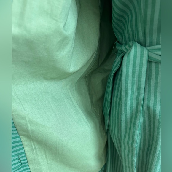 Vintage Suzy Perette Green Striped Dress and Overcoat Set size Small - Picture 9 of 11